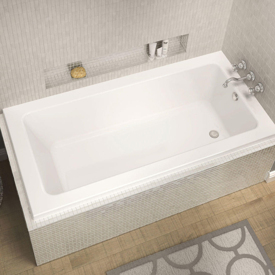 Maax Pose 6632 IF Acrylic Corner Right Left-Hand Drain Bathtub in White