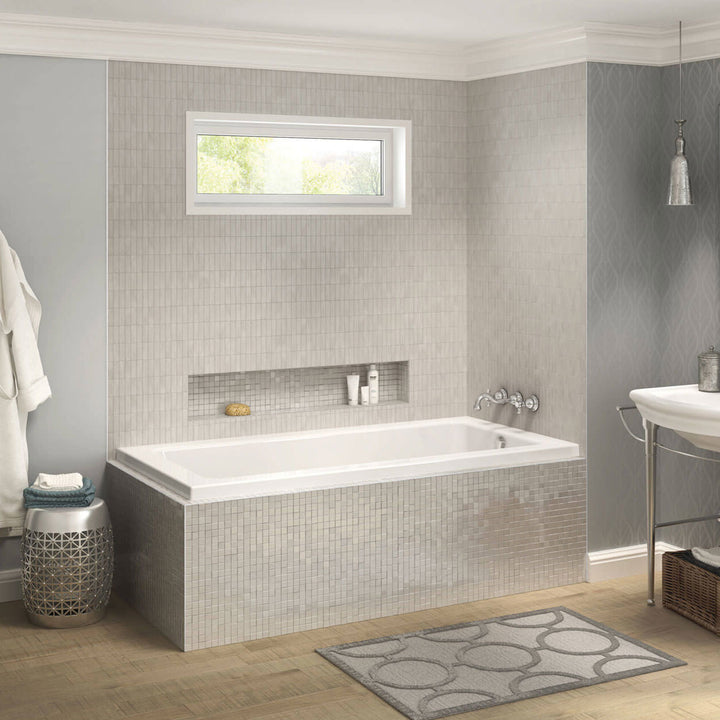 Maax Pose 7242 IF Acrylic Corner Right Left-Hand Drain Bathtub in White