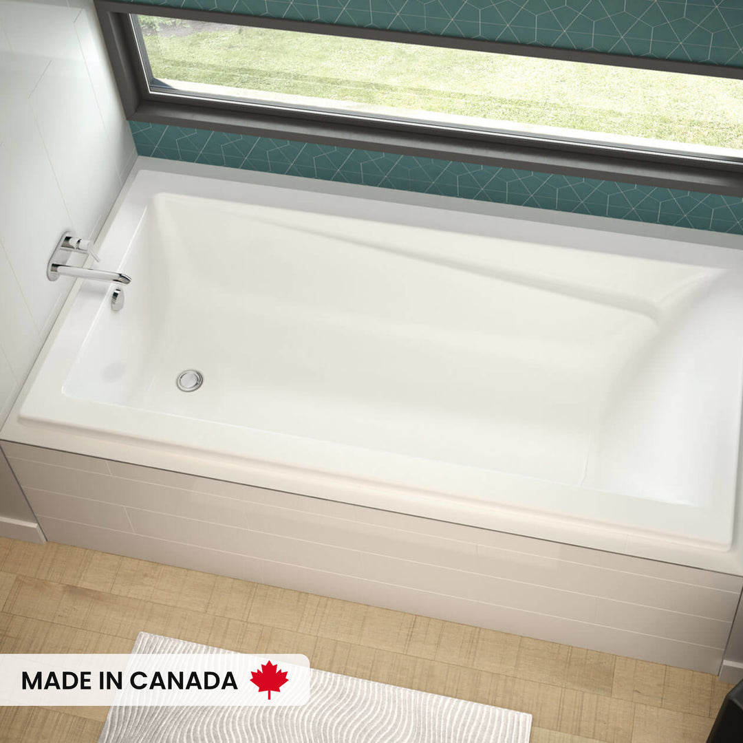 Maax Exhibit 6634 Acrylic Drop-in End Drain Bathtub in White