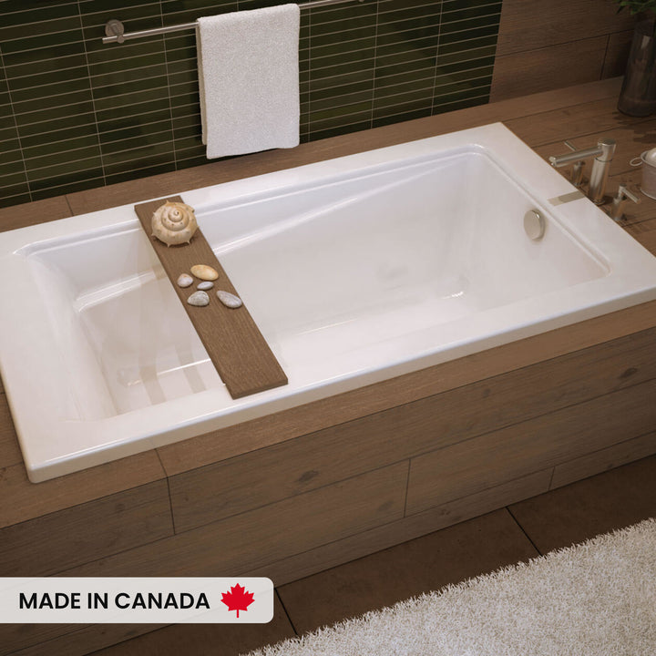 Maax Exhibit 6634 Acrylic Drop-in End Drain Bathtub in White