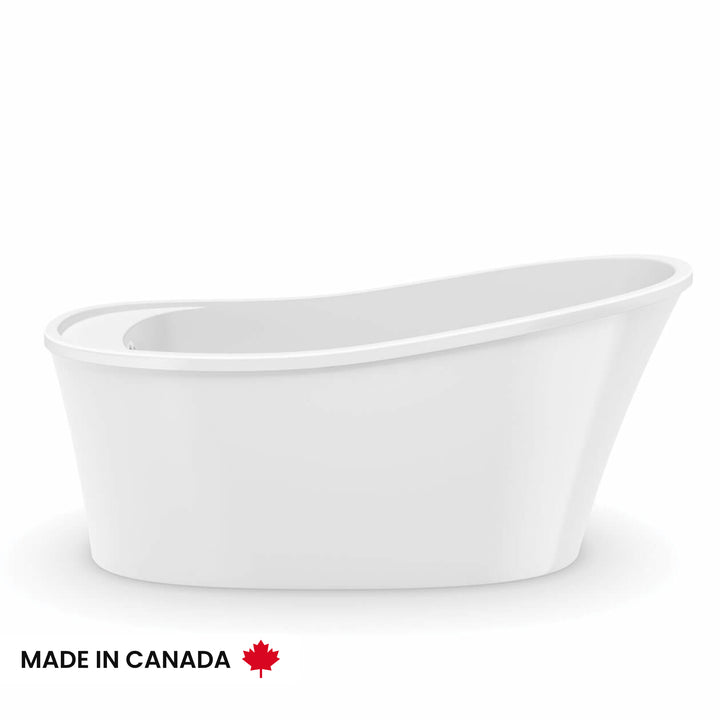 Maax Ariosa 6032 Acrylic Freestanding End Drain Bathtub in White with White Skirt