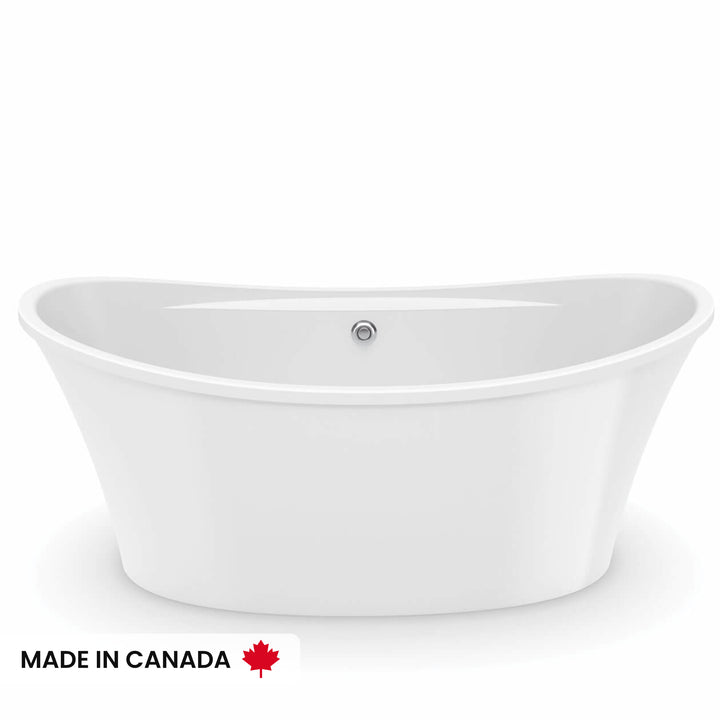 Maax Ariosa 6636 Acrylic Freestanding Center Drain Bathtub in White with White Skirt