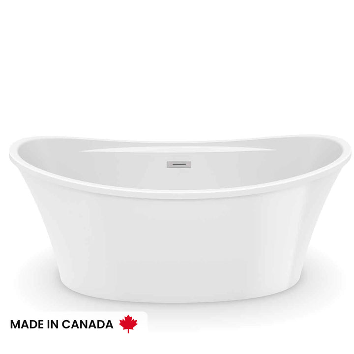 Maax Ariosa 6636 Acrylic Freestanding Center Drain Bathtub in White with White Skirt