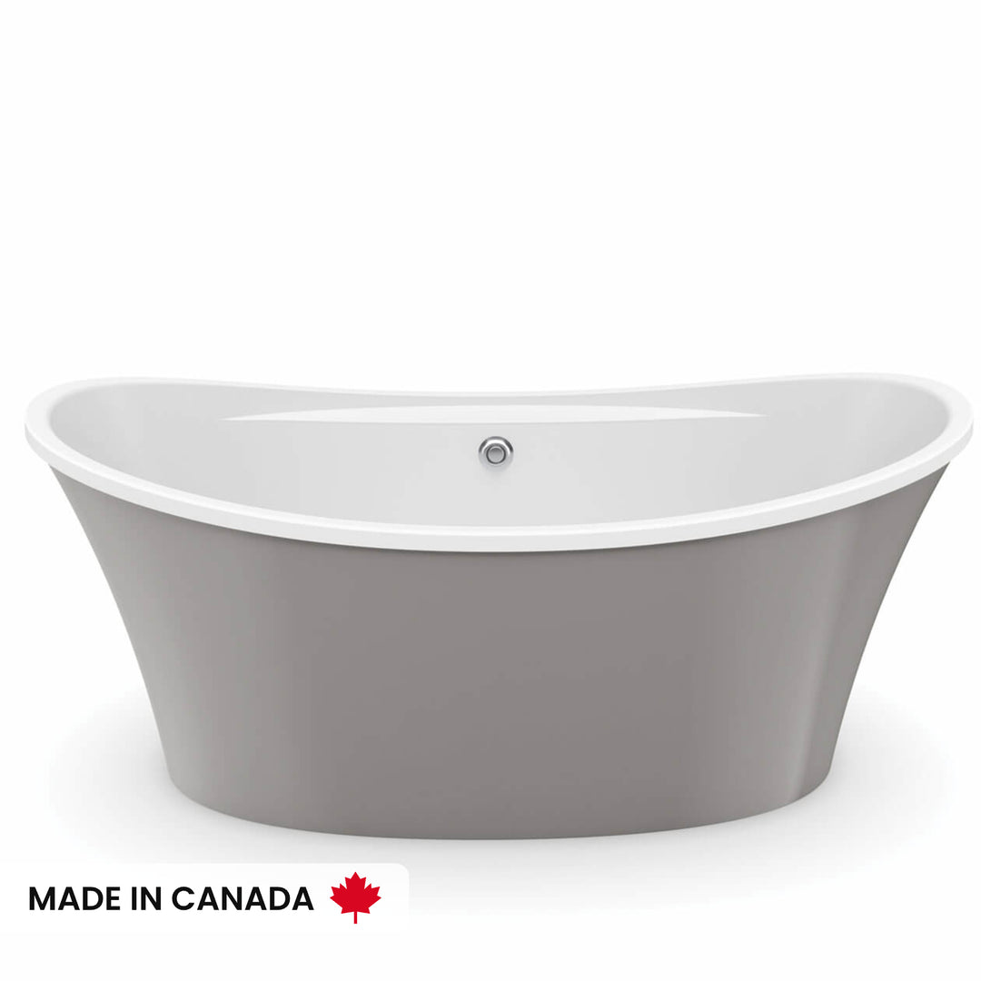 Maax Ariosa 6636 Acrylic Freestanding Center Drain Bathtub in White with White Skirt