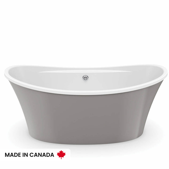 Maax Ariosa 6636 Acrylic Freestanding Center Drain Bathtub in White with White Skirt