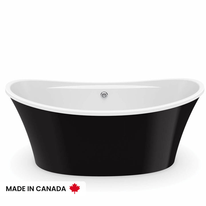 Maax Ariosa 6636 Acrylic Freestanding Center Drain Bathtub in White with White Skirt