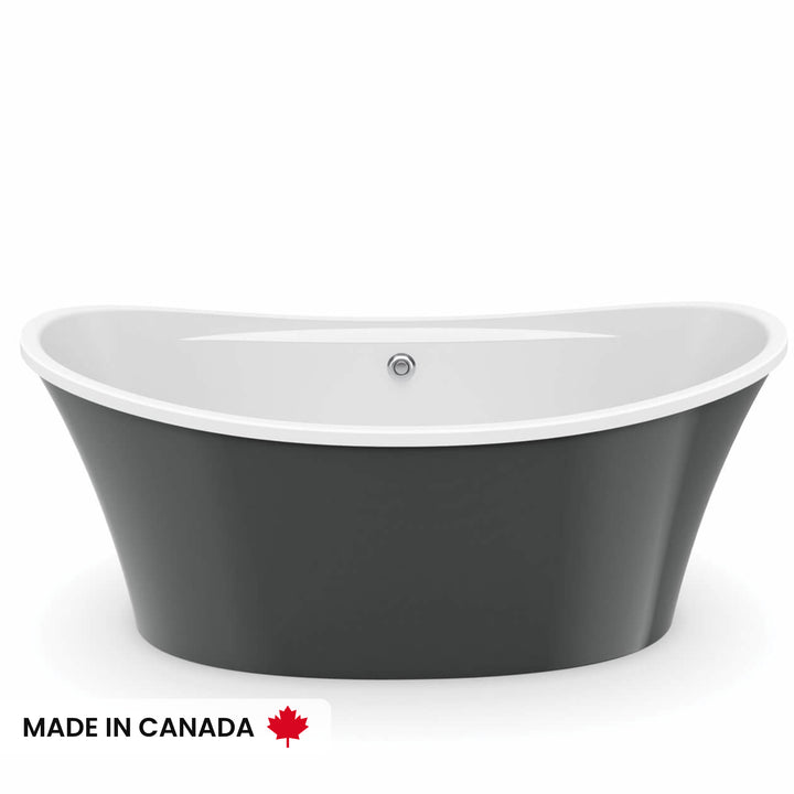 Maax Ariosa 6636 Acrylic Freestanding Center Drain Bathtub in White with White Skirt