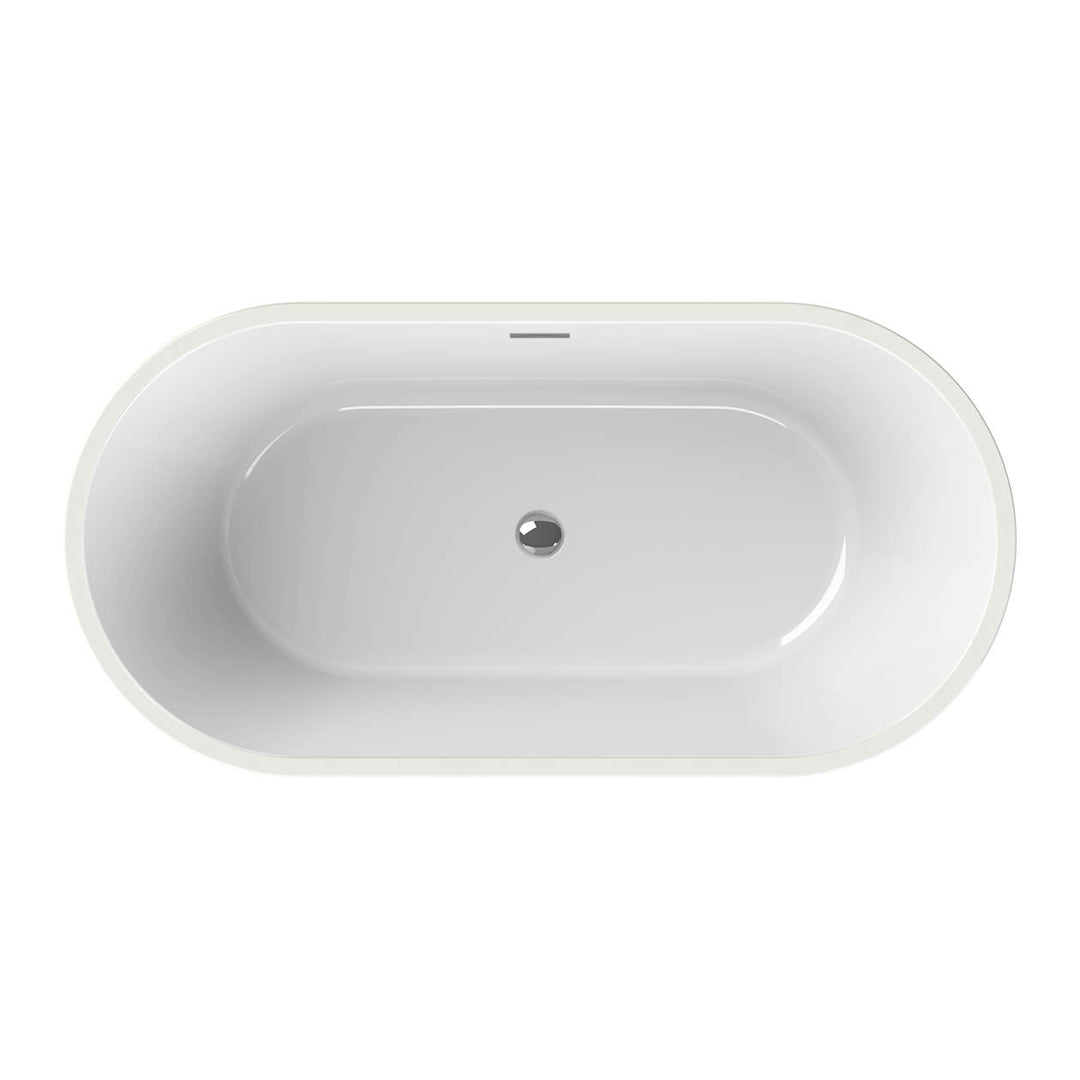 Maax Louie 5829 Acrylic Freestanding Center Drain Bathtub in White with White Skirt