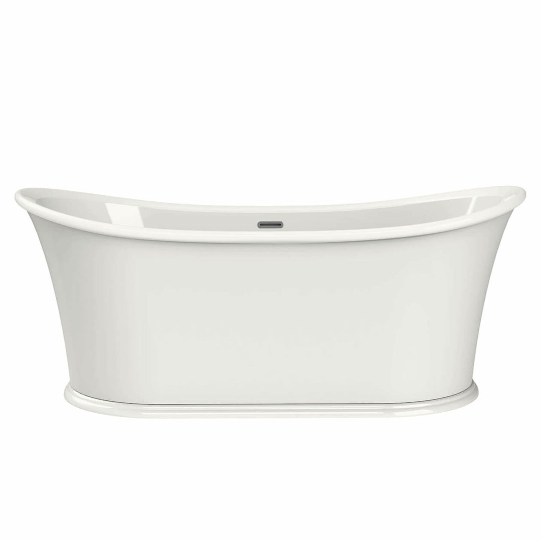 Maax Elina 66 x 34 Acrylic Freestanding Center Drain Bathtub in White with White Skirt
