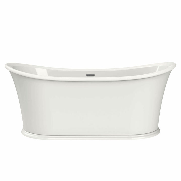 Maax Elina 66 x 34 Acrylic Freestanding Center Drain Bathtub in White with White Skirt