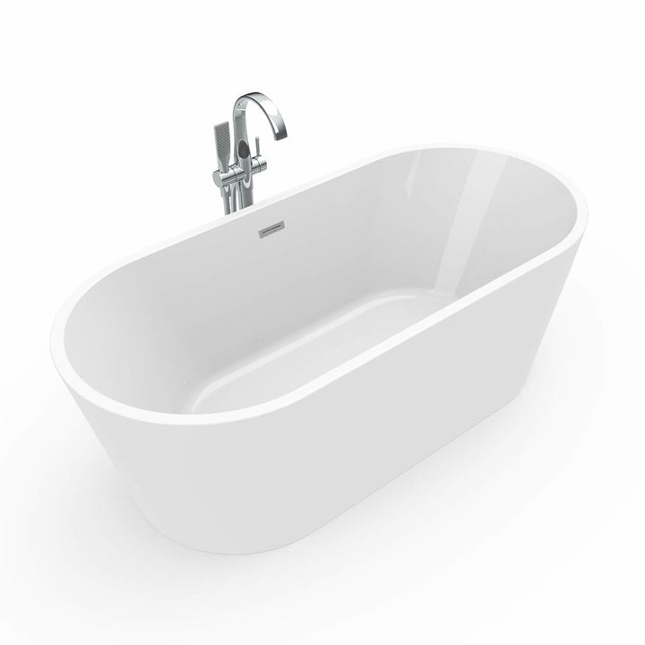 Maax Lorca 6731 Acrylic Freestanding Center Drain Bathtub in White with White Skirt