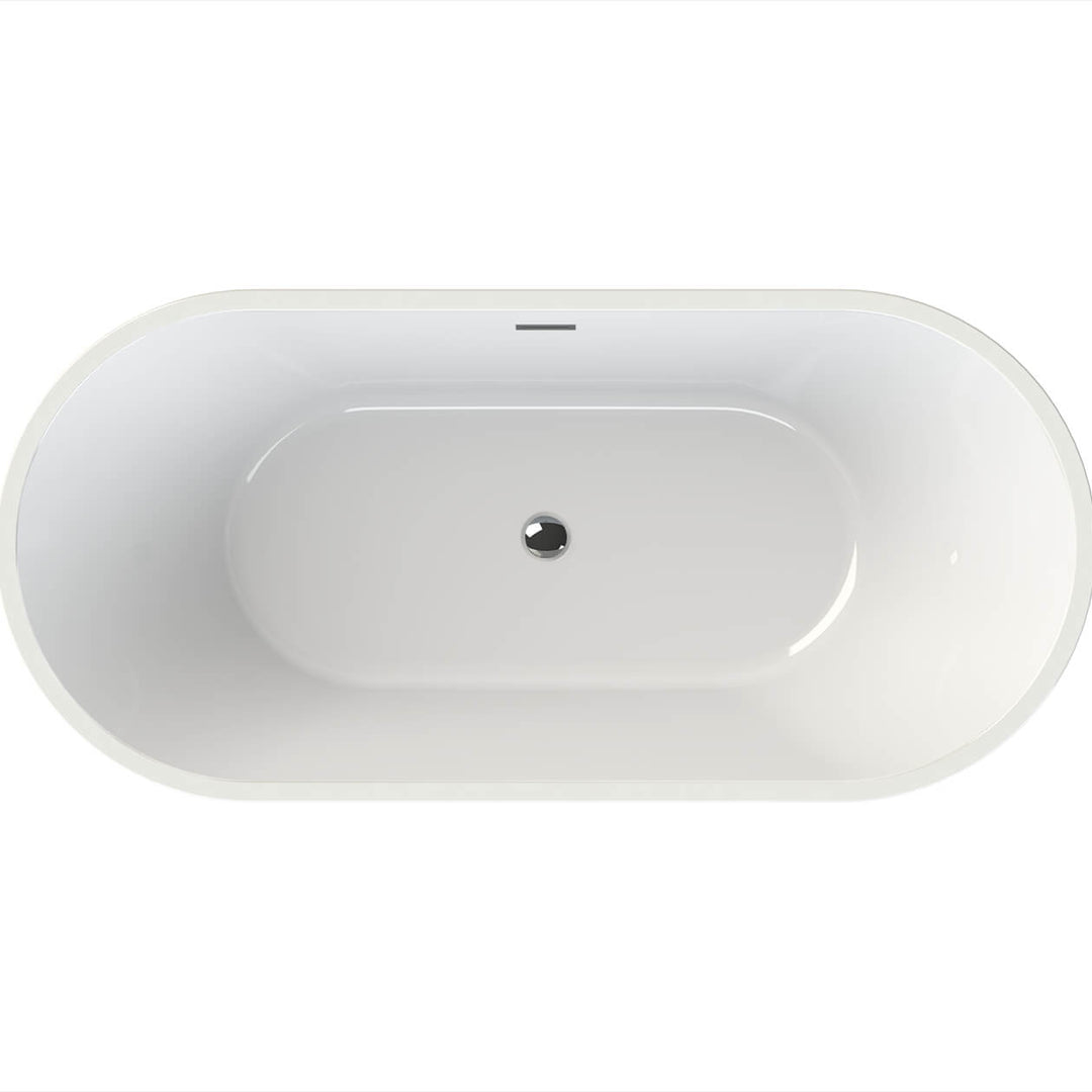 Maax Lorca 6731 Acrylic Freestanding Center Drain Bathtub in White with White Skirt