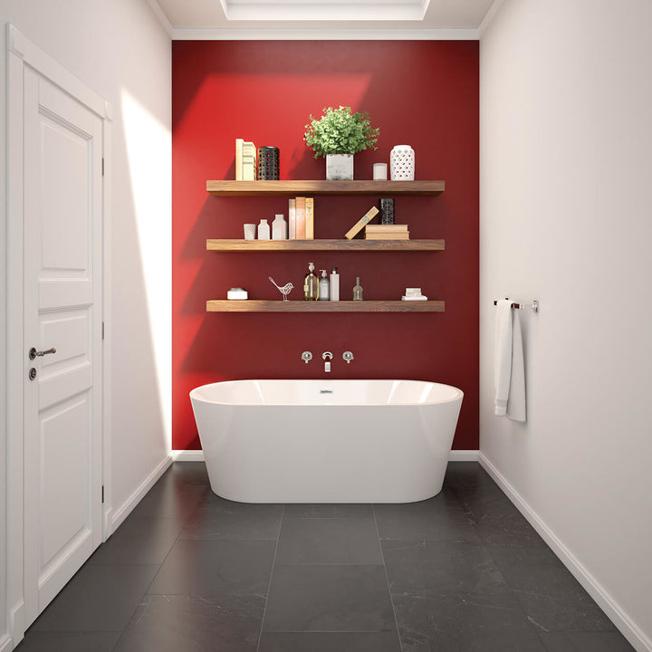 Maax Lorca 6731 Acrylic Freestanding Center Drain Bathtub in White with White Skirt