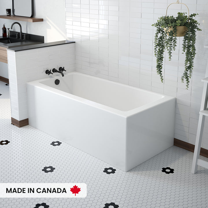 Maax Mackenzie Corner 6030 AcrylX Corner Left-Hand Drain Bathtub in White