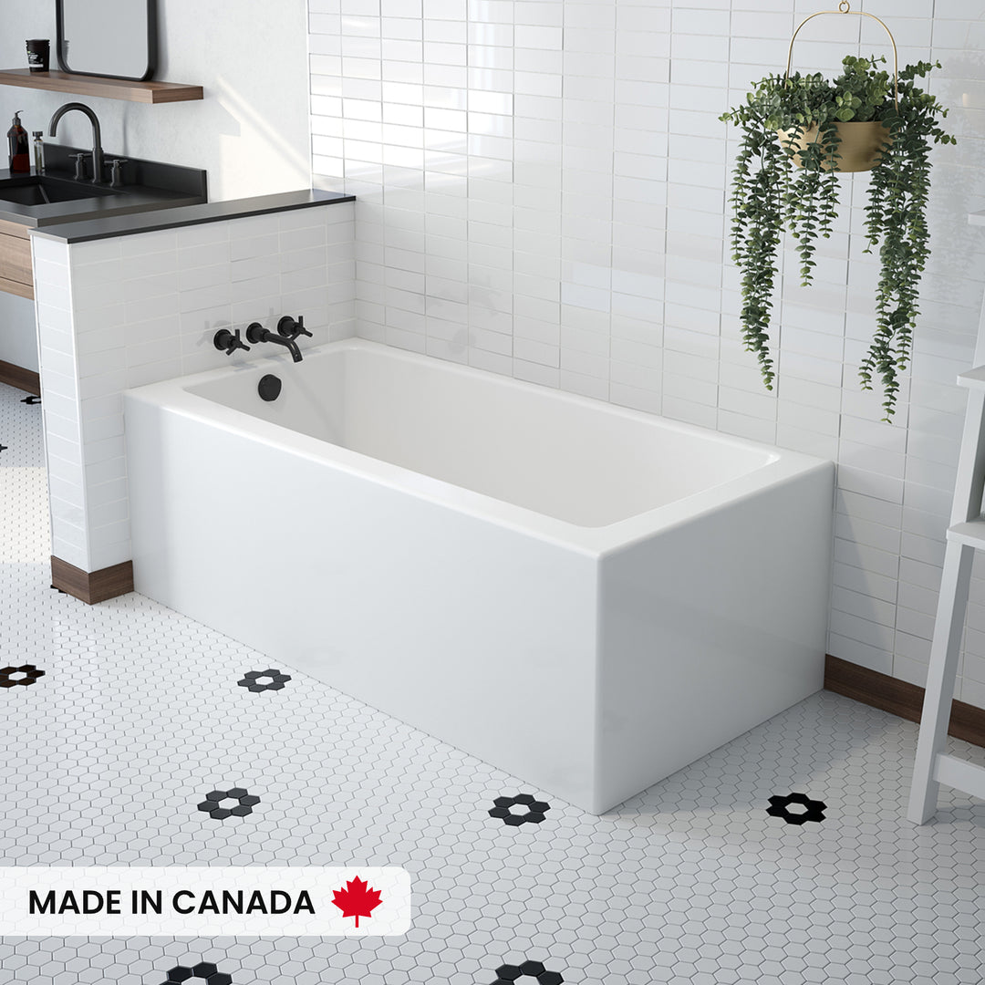 Maax Mackenzie Corner 6030 AFR AcrylX Corner Left-Hand Drain Bathtub in White