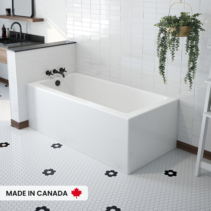 Maax Mackenzie Corner 6030 AFR AcrylX Corner Left-Hand Drain Bathtub in White