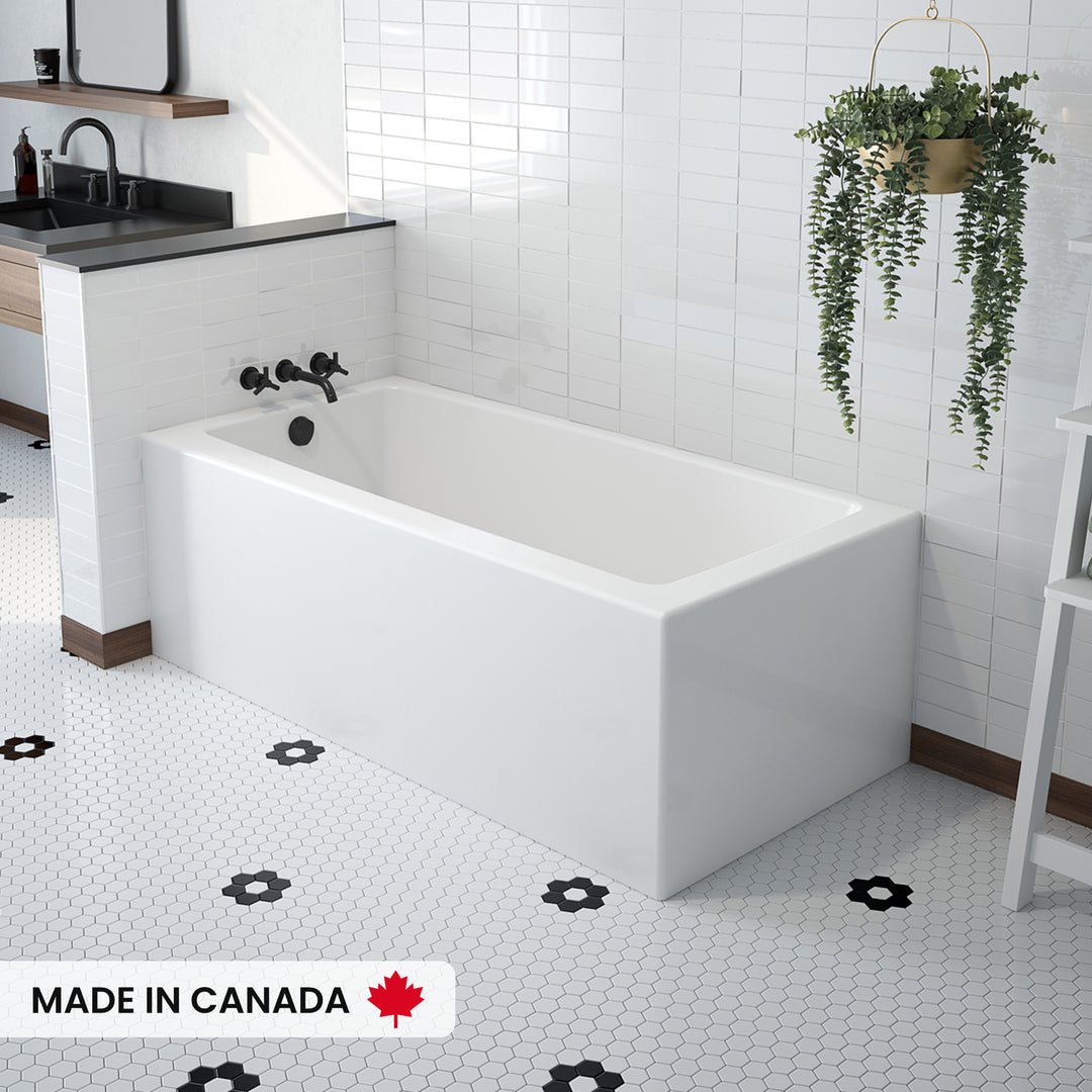 Maax Mackenzie Corner 6032 AcrylX Corner Left-Hand Drain Bathtub in White
