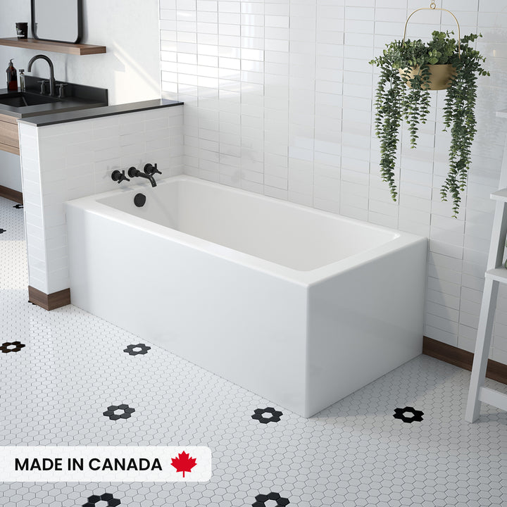 Maax Mackenzie Corner 6032 AcrylX Corner Left-Hand Drain Bathtub in White