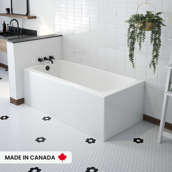 Maax Mackenzie Corner 6032 AFR AcrylX Corner Left-Hand Drain Bathtub in White
