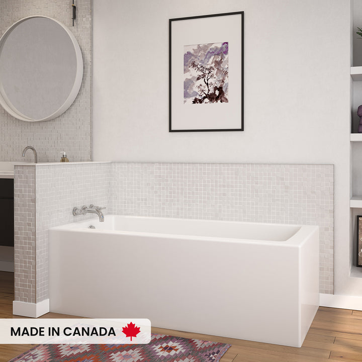 Maax Nomad Corner 6030 AcrylX Corner Left-Hand Drain Bathtub in White