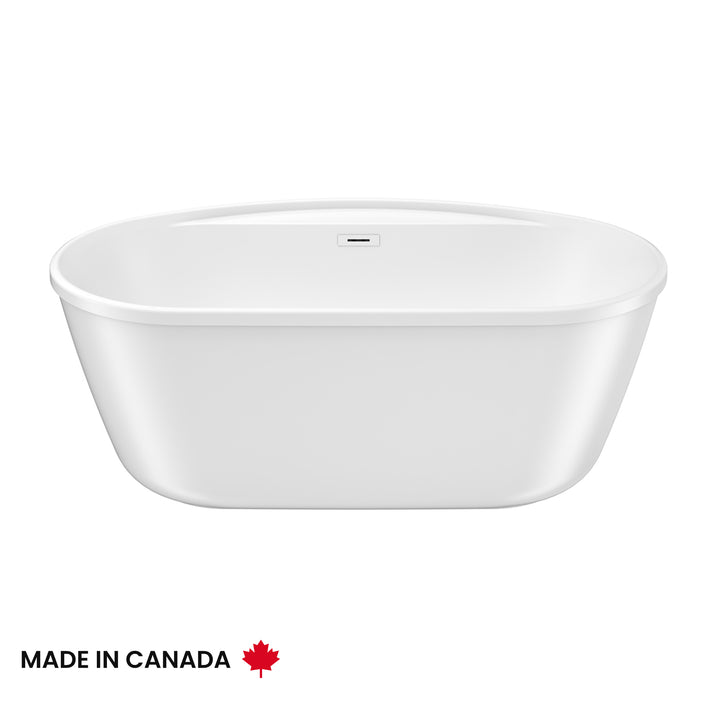 Maax Emica 5832 AcrylX Freestanding Center Drain Bathtub in White with White Skirt