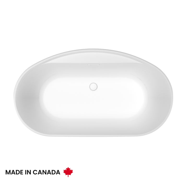 Maax Emica 5832 AcrylX Freestanding Center Drain Bathtub in White with White Skirt