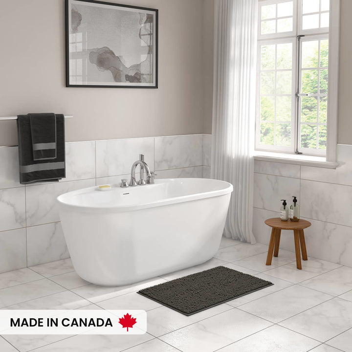 Maax Emica 5832 AcrylX Freestanding Center Drain Bathtub in White with White Skirt
