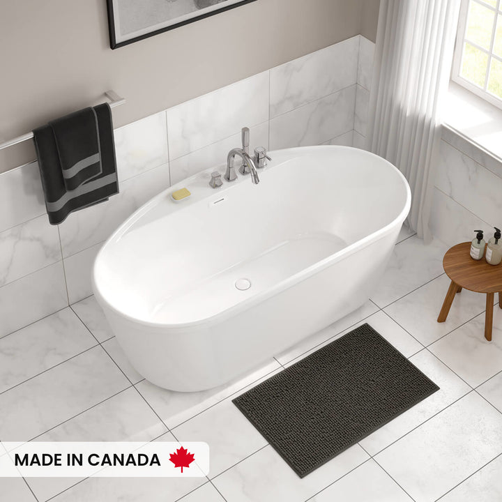 Maax Emica 6434 AcrylX Freestanding Center Drain Bathtub in White with White Skirt
