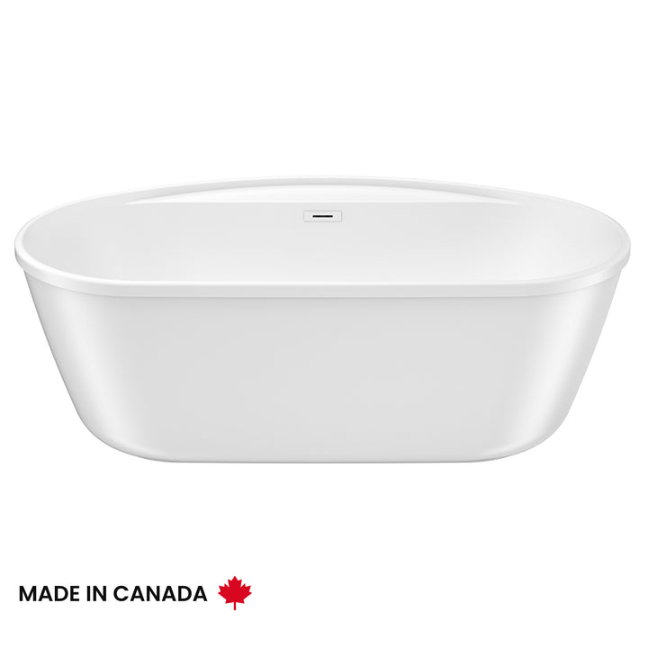 Maax Emica 6434 AcrylX Freestanding Center Drain Bathtub in White with White Skirt