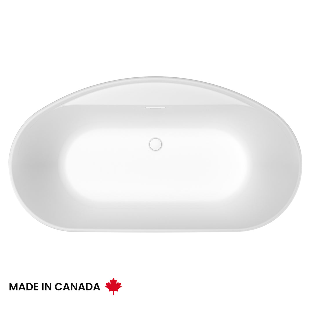Maax Emica 6434 AcrylX Freestanding Center Drain Bathtub in White with White Skirt