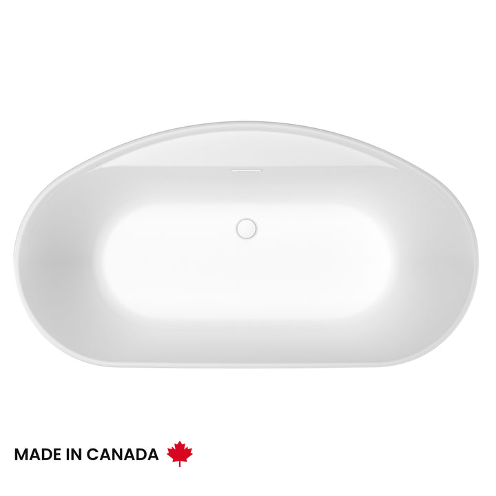 Maax Emica 6434 AcrylX Freestanding Center Drain Bathtub in White with White Skirt