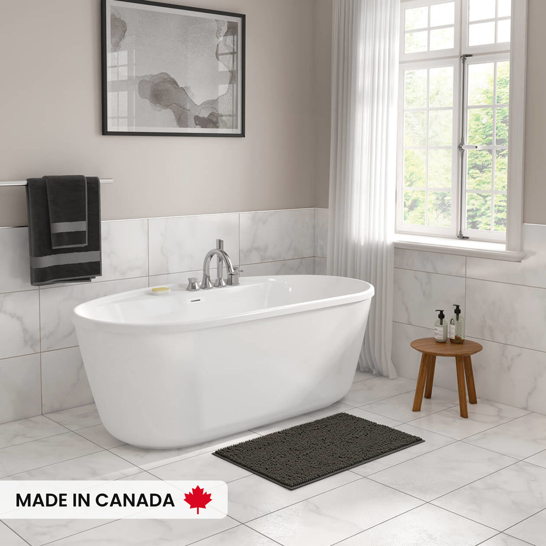Maax Emica 6434 AcrylX Freestanding Center Drain Bathtub in White with White Skirt