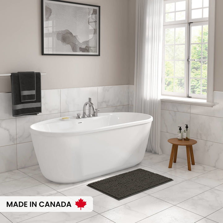 Maax Emica 6434 AcrylX Freestanding Center Drain Bathtub in White with White Skirt
