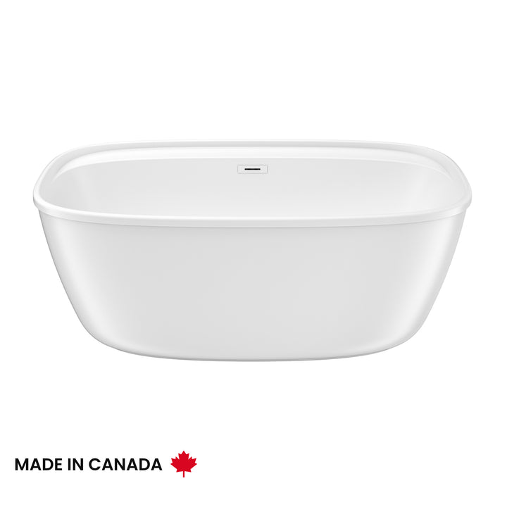 Maax Odetta 58 x 32 AcrylX Freestanding Center Drain Bathtub in White with White Skirt