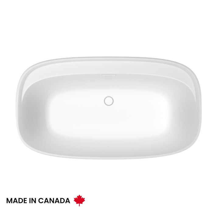 Maax Odetta 58 x 32 AcrylX Freestanding Center Drain Bathtub in White with White Skirt