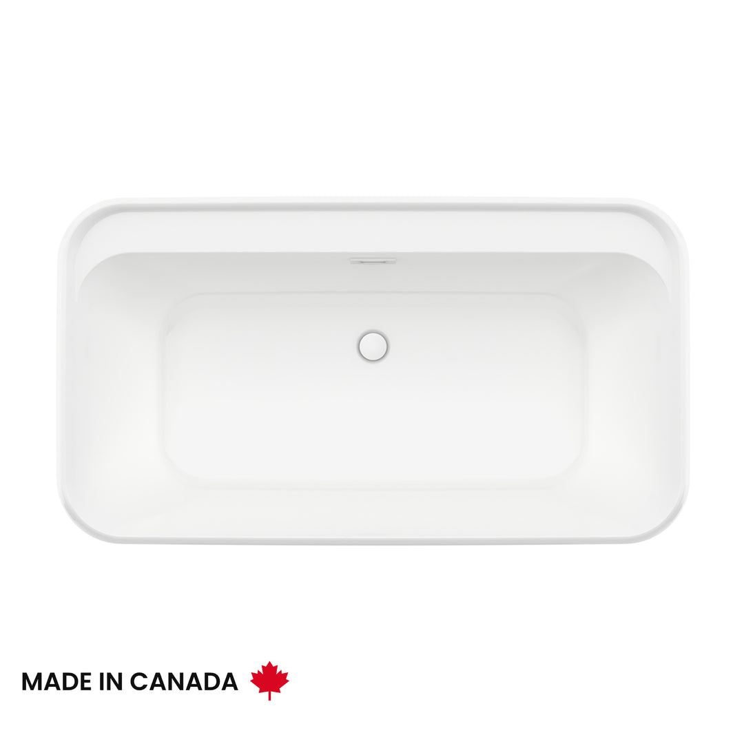Maax Kai 58 x 32 AcrylX Freestanding Center Drain Bathtub in White with White Skirt