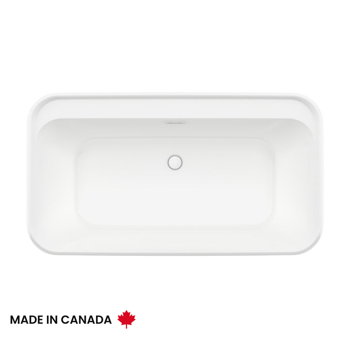 Maax Kai 58 x 32 AcrylX Freestanding Center Drain Bathtub in White with White Skirt