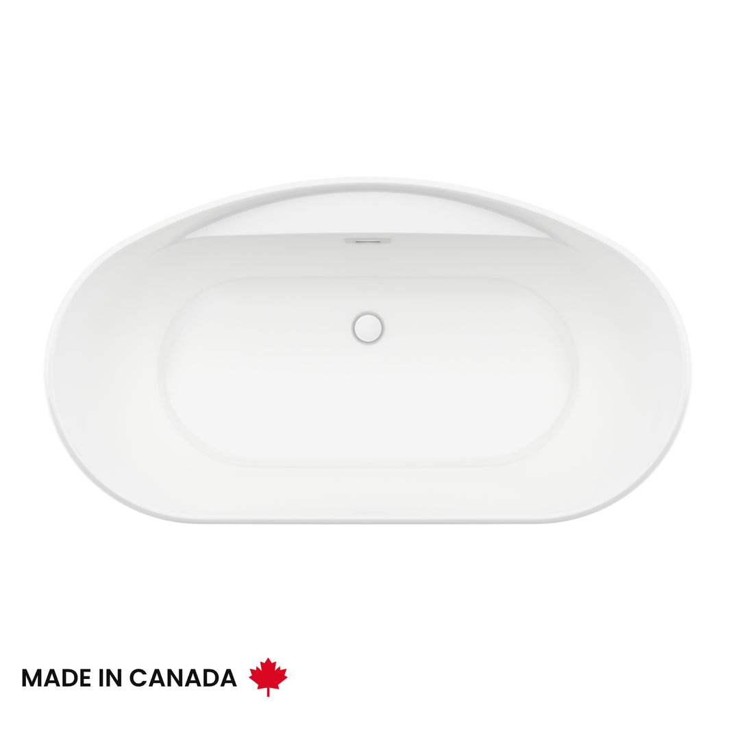 Maax Suna 58 x 32 AcrylX Freestanding Center Drain Bathtub in White with White Skirt