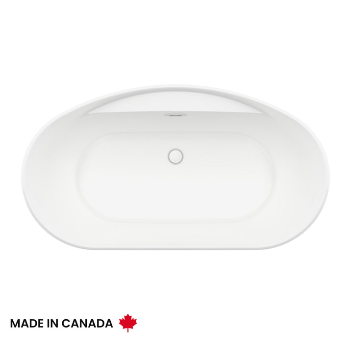 Maax Suna 58 x 32 AcrylX Freestanding Center Drain Bathtub in White with White Skirt