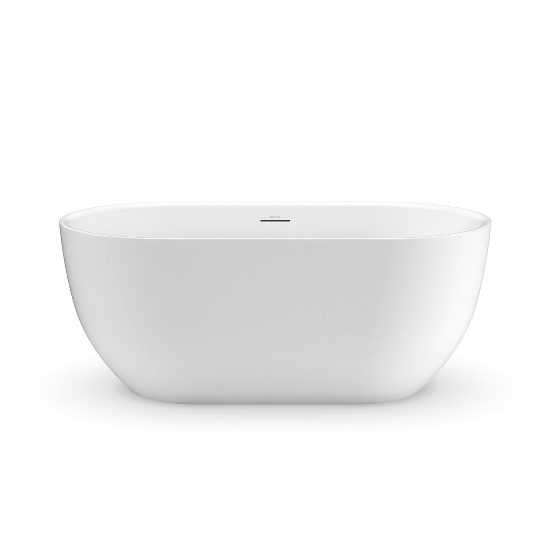 Maax Tosca Matte 5932 Acrylic Freestanding Center Drain Bathtub in Matte White with Matte White Skirt