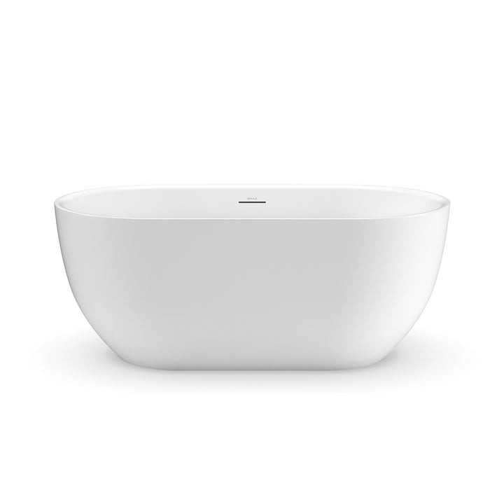Maax Tosca Matte 5932 Acrylic Freestanding Center Drain Bathtub in Matte White with Matte White Skirt
