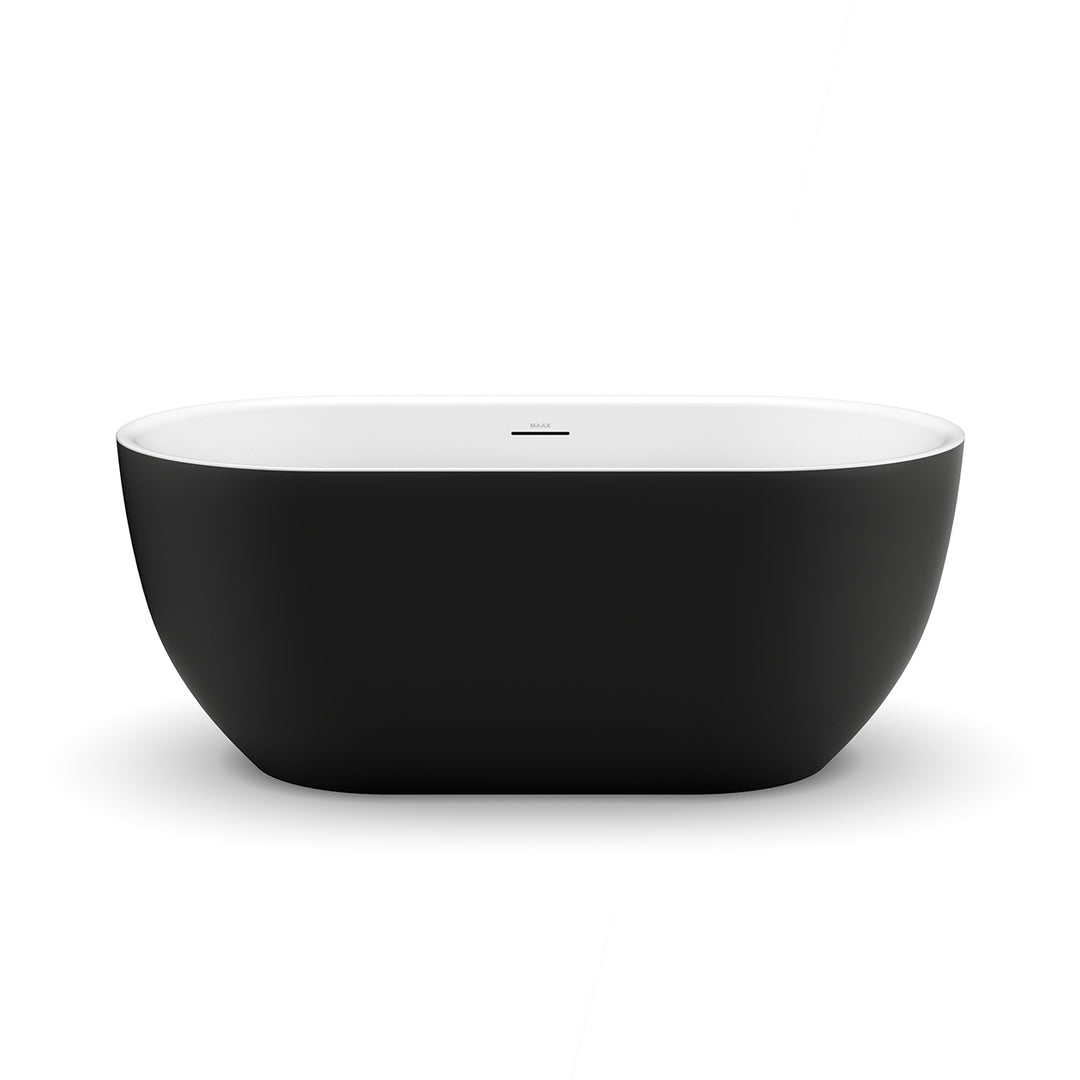 Maax Tosca Matte 5932 Acrylic Freestanding Center Drain Bathtub in Matte White with Matte White Skirt