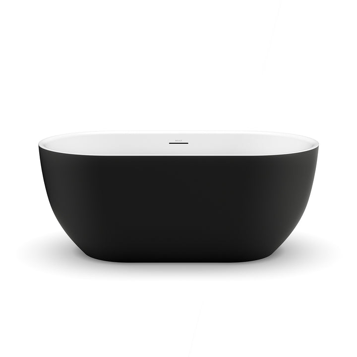 Maax Tosca Matte 5932 Acrylic Freestanding Center Drain Bathtub in Matte White with Matte White Skirt