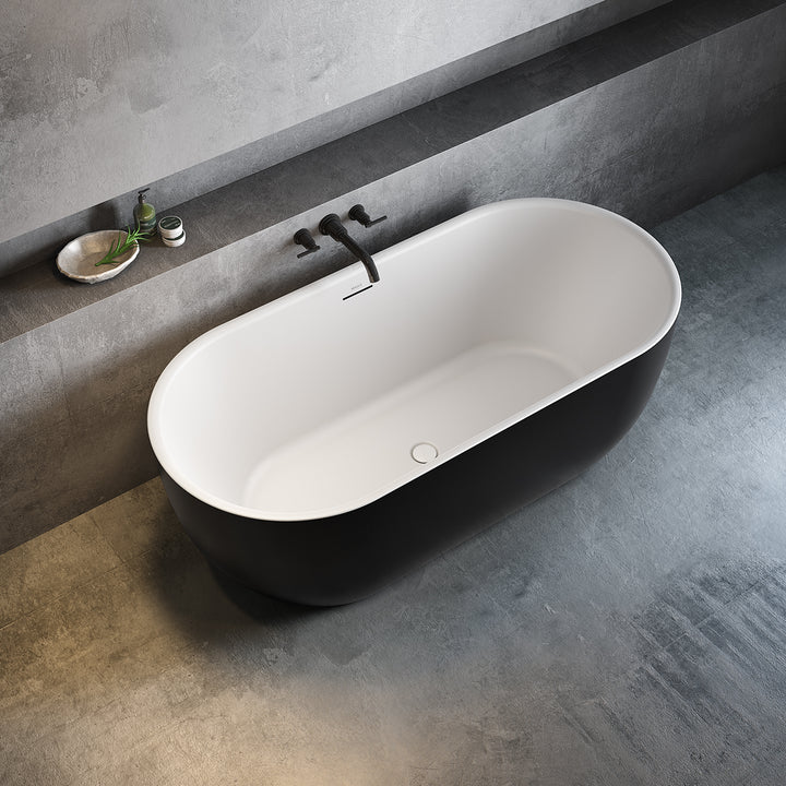 Maax Tosca 6732 Acrylic Freestanding Center Drain Bathtub in White with White Skirt