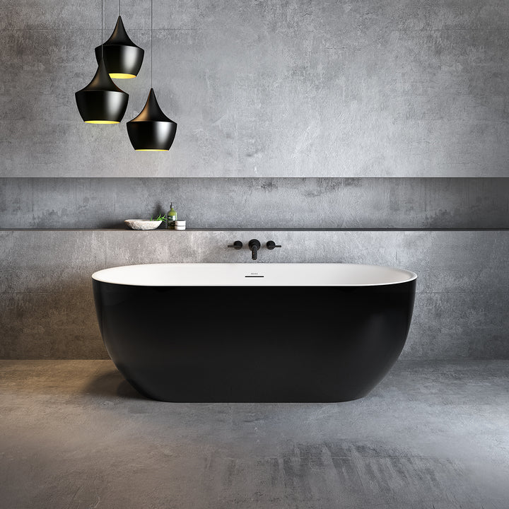 Maax Tosca 6732 Acrylic Freestanding Center Drain Bathtub in White with White Skirt
