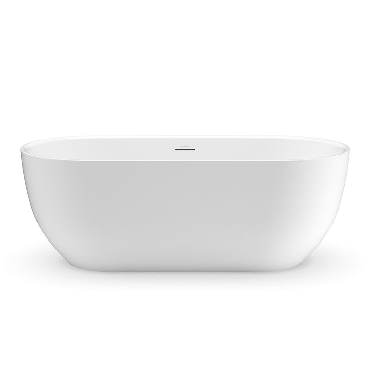 Maax Tosca Matte 6732 Acrylic Freestanding Center Drain Bathtub in Matte White with Matte White Skirt