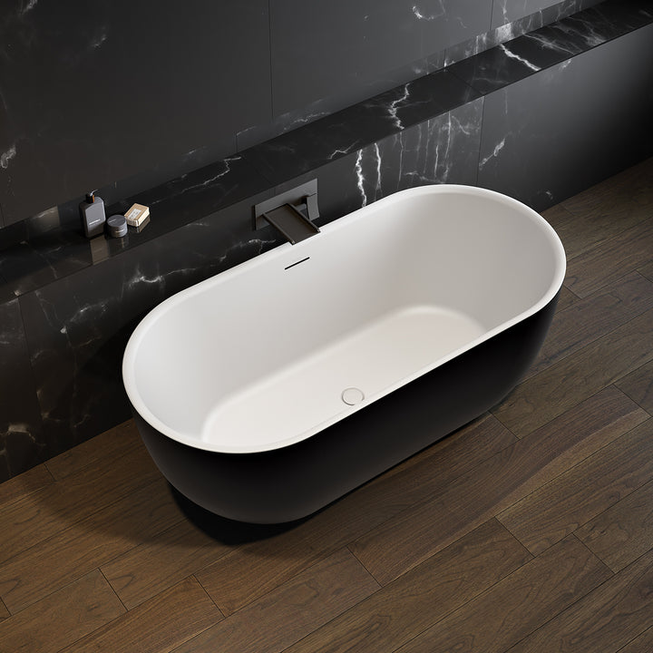 Maax Tosca Matte 6732 Acrylic Freestanding Center Drain Bathtub in Matte White with Matte White Skirt