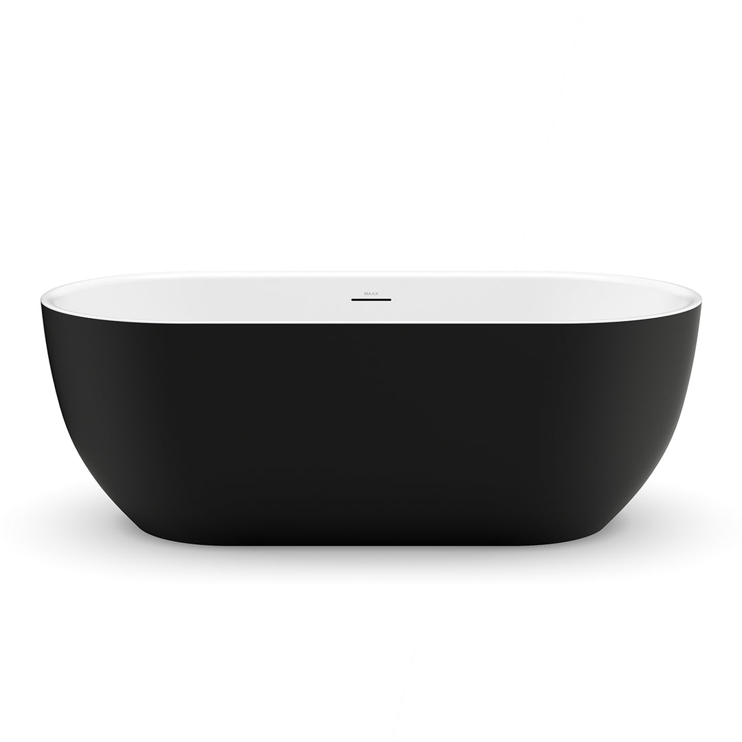 Maax Tosca Matte 6732 Acrylic Freestanding Center Drain Bathtub in Matte White with Matte White Skirt