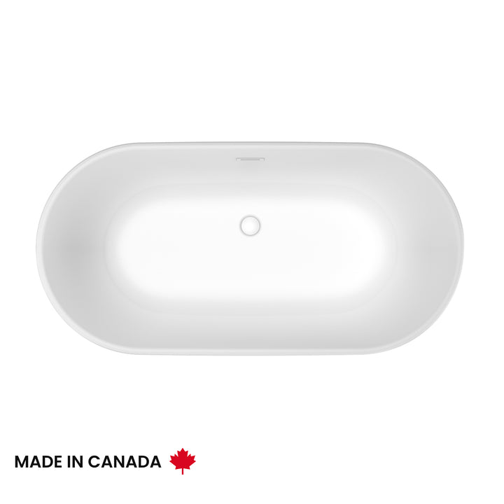 Maax Griffin 5829 AcrylX Freestanding Center Drain Bathtub in White with White Skirt