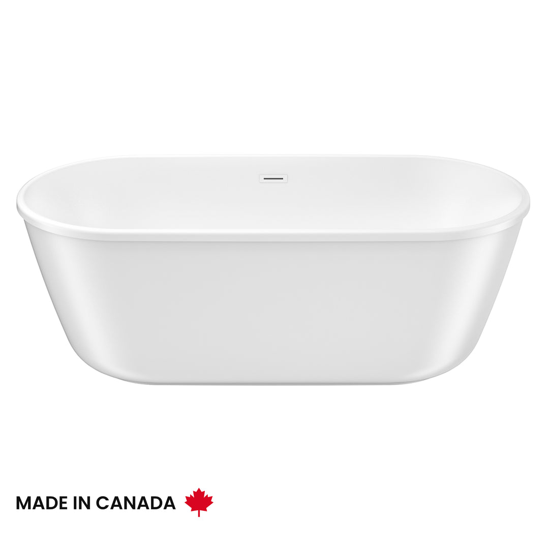 Maax Griffin 6429 AcrylX Freestanding Center Drain Bathtub in White with White Skirt